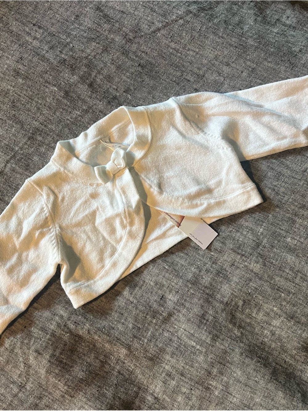 Girls Cream Bow-Front Bolero Cardigan - Kids Shirts & Tops Sweaters